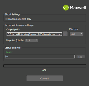 how to convert maxwell render materials for export